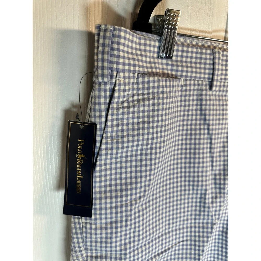 NWT! Ralph Lauren Men's Blue Gingham Shorts Flat Front‎ Golf Casual Size 40